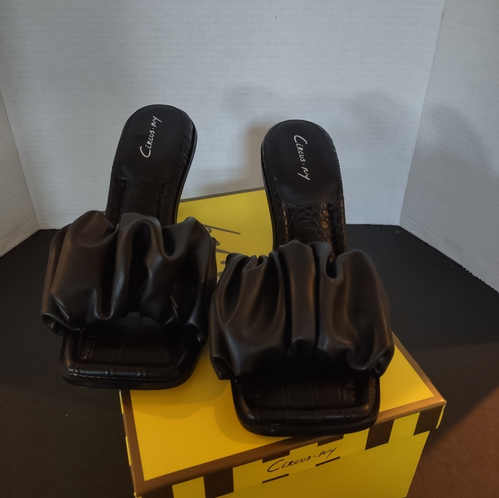 NIB Sam Edelman Black Slade Women's Sandal Heels 8.5 M Slide/Mules Faux Leather - Picture 8 of 12